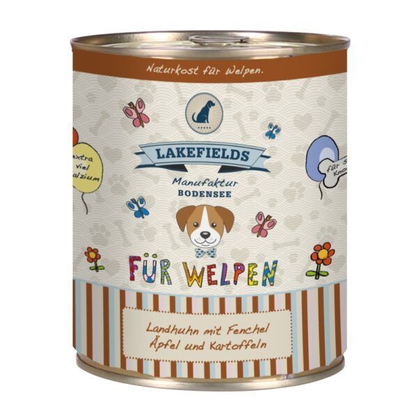 Lakefields Hundefutter Nassfutter Welpe Dosenfleischmenue Huhn 800g 154